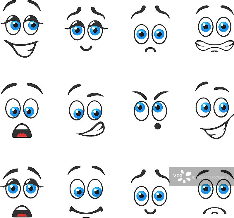 蓝色眼睛的不同情绪图片素材