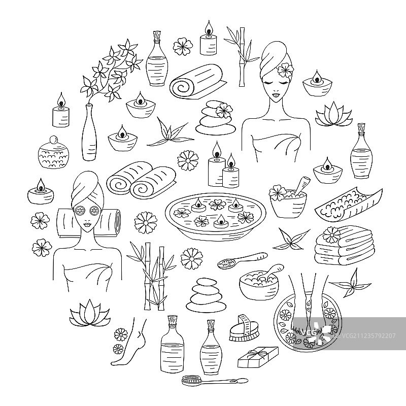 手绘水疗涂鸦图标图片素材