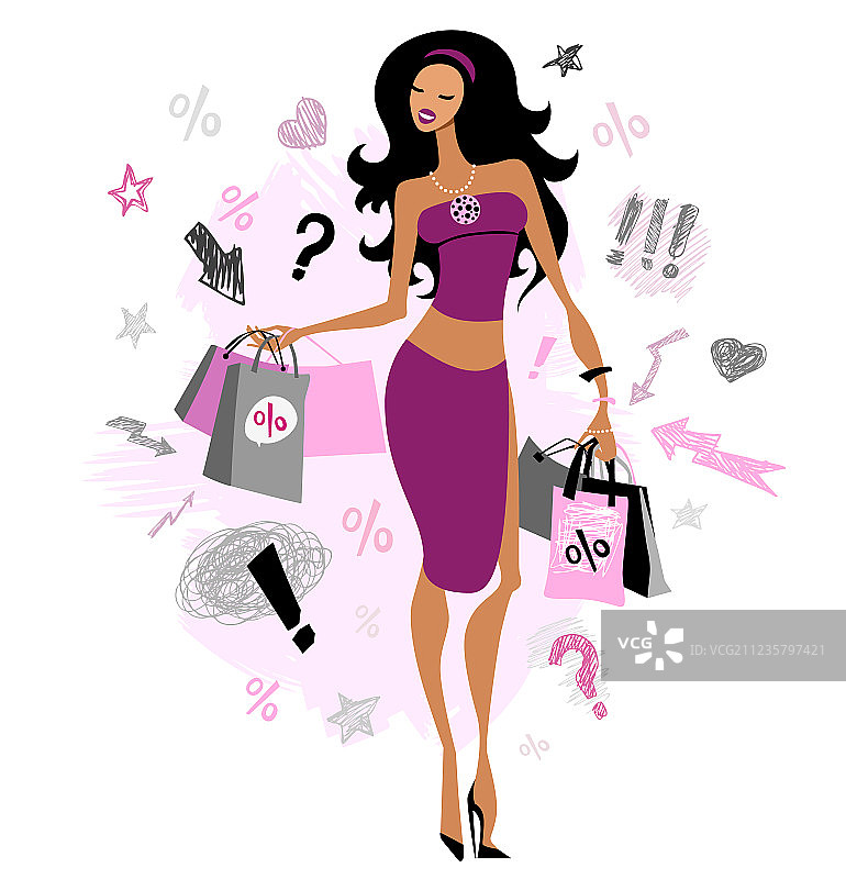 购物的女孩图片素材