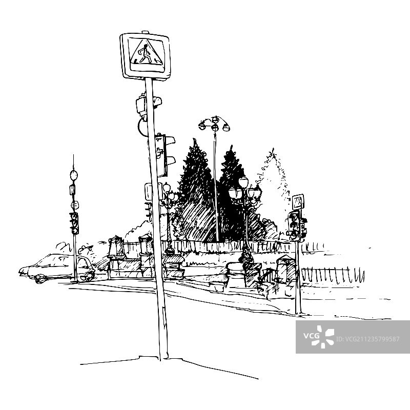 城市速写图片素材