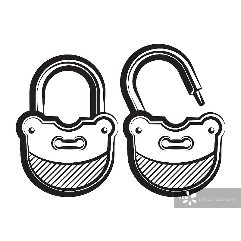 黑白锁图标图片素材