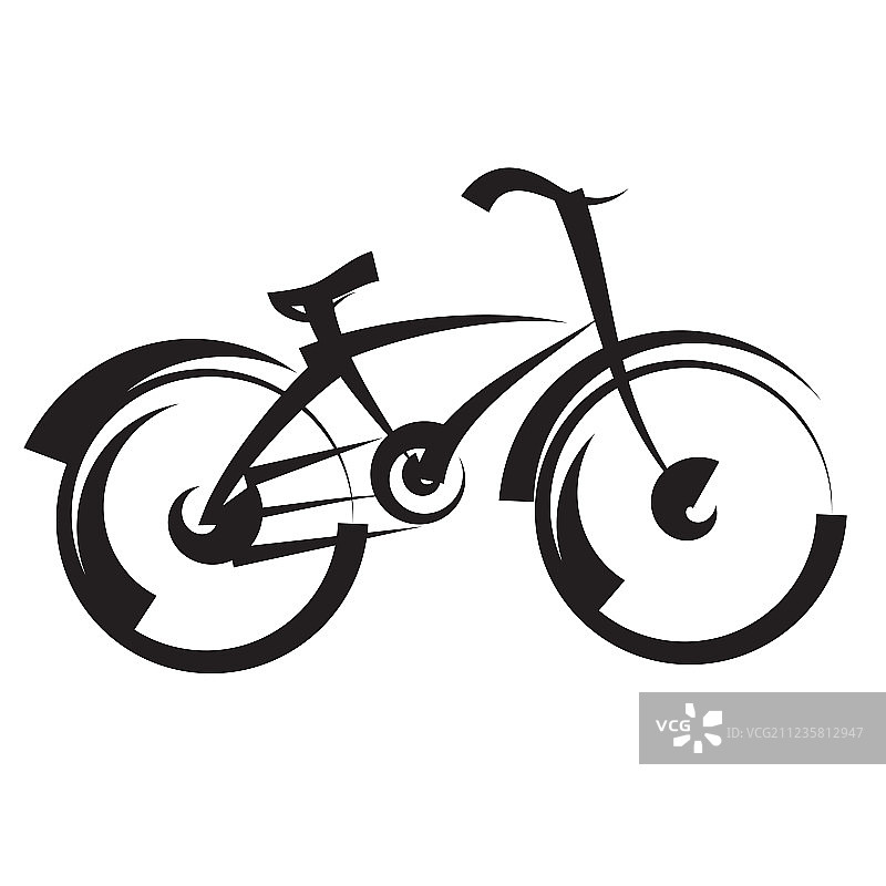 自行车手绘黑白稿图片素材