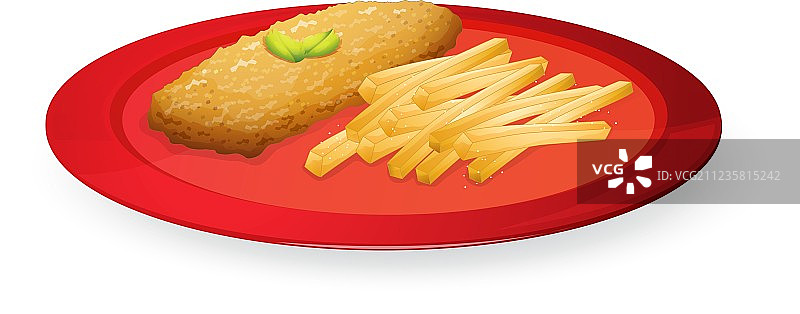 盘中的馅饼和炸薯条图片素材