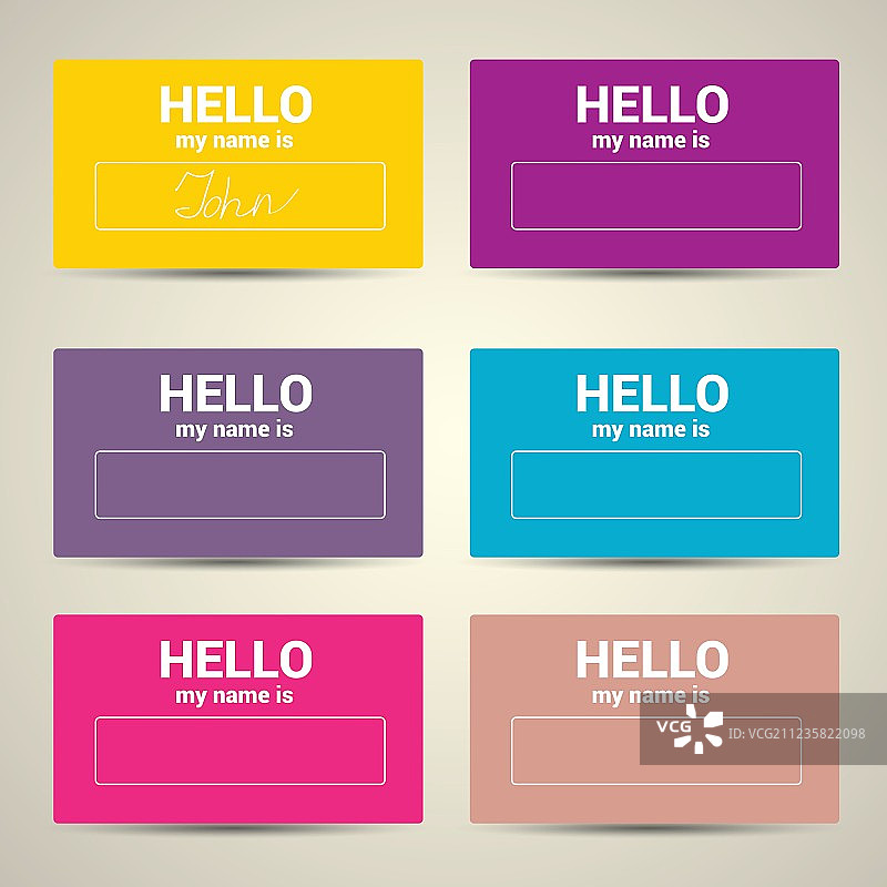 你好，我的名字是姓名标签套装图片素材