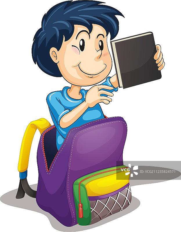 背着书包的男孩图片素材