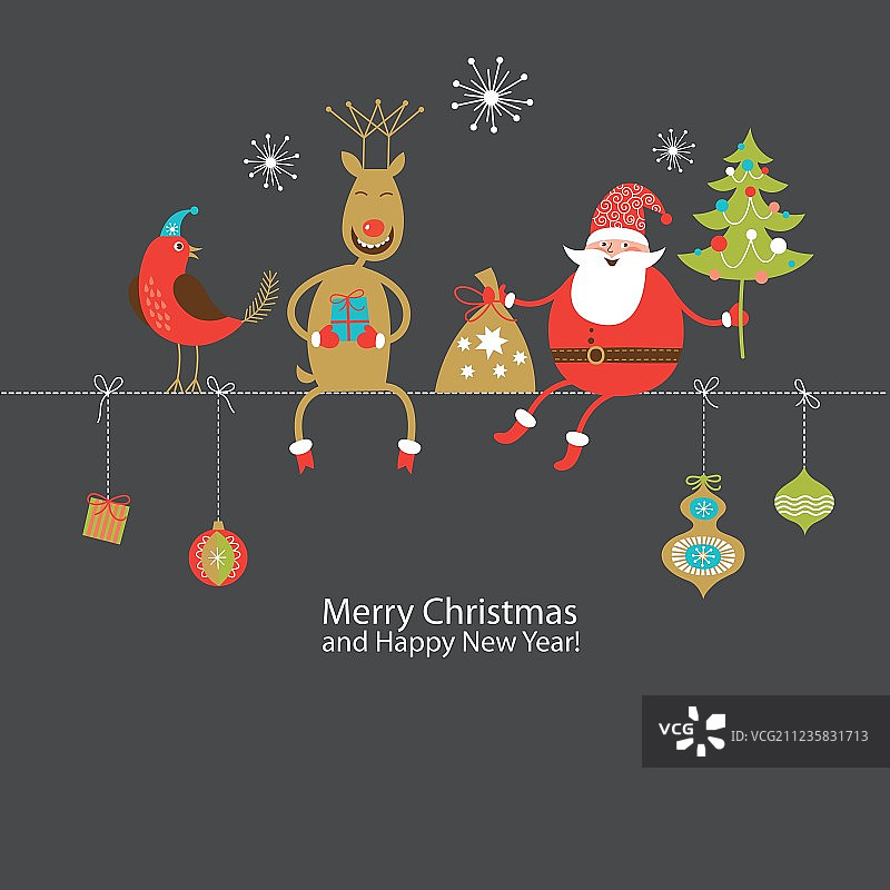 圣诞贺卡，含有趣的伙伴图片素材