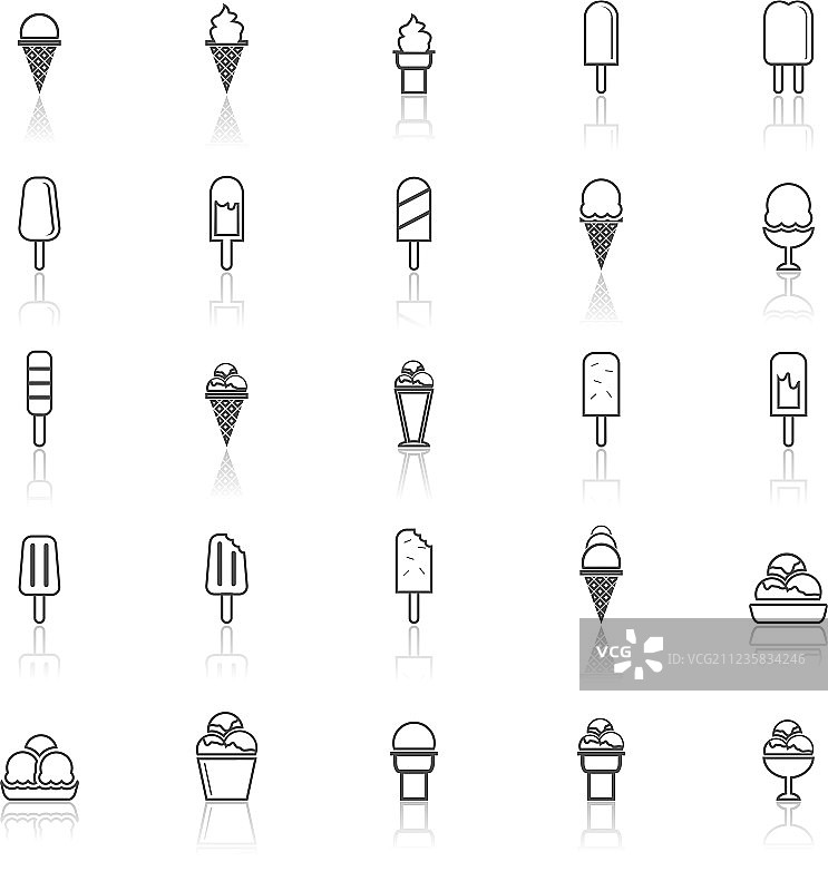 白色背景上的冰淇淋线性图标图片素材