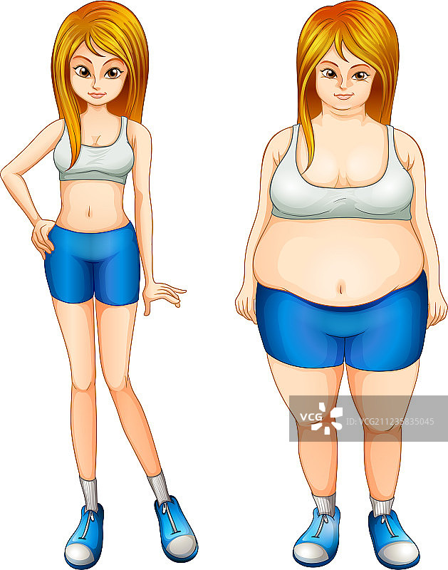 一个胖女人和一个瘦女人图片素材