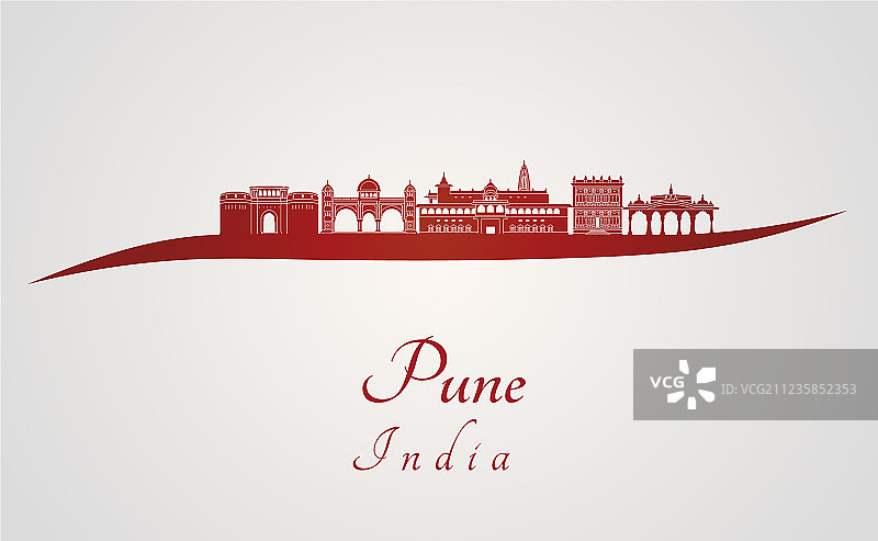 红色浦那城市天际线图片素材