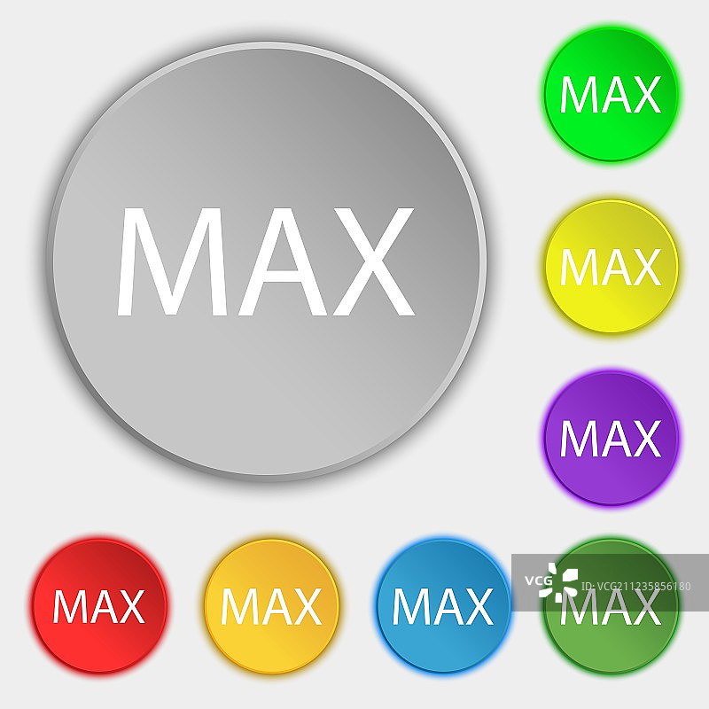 八个扁平按钮上的最大标志图标符号图片素材