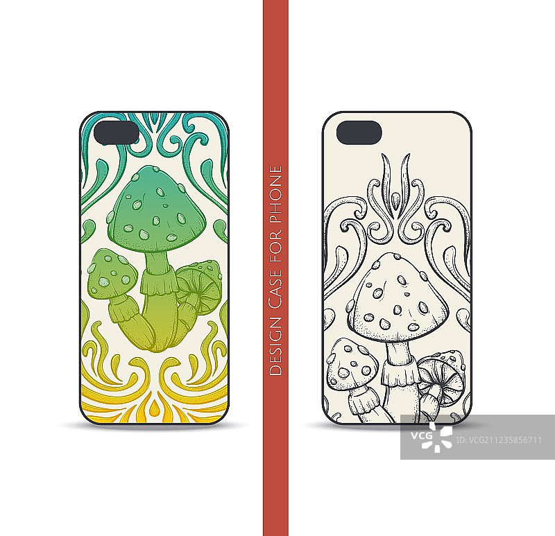 手机抽象蘑菇图案外壳图片素材