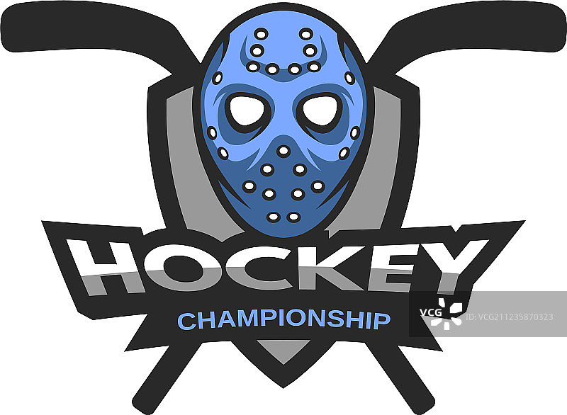 守门员面具冰球标志徽章图片素材