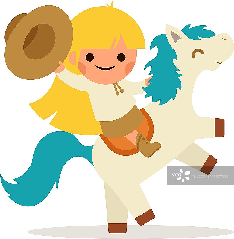 快乐的小女孩骑在矮种马上图片素材