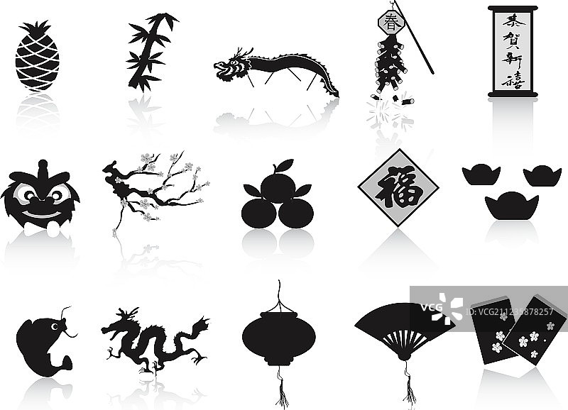 黑色中国新年图标图片素材