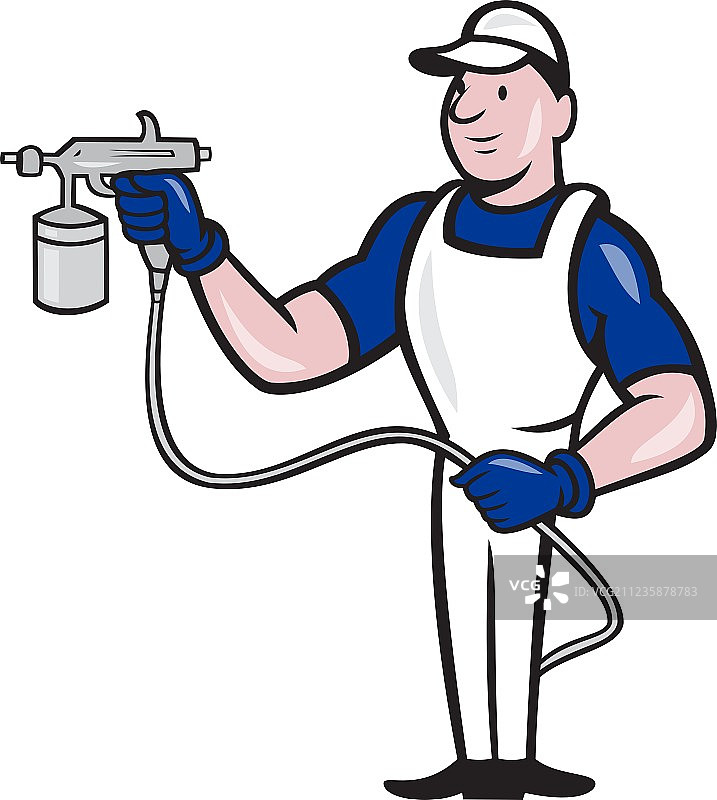 卡通喷枪油漆工图片素材