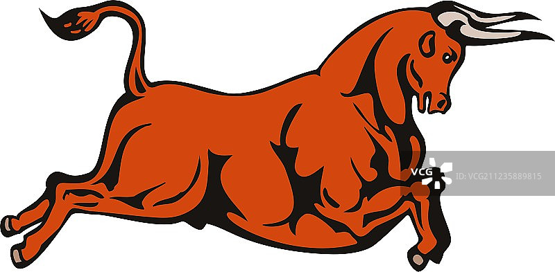 愤怒的公牛复古攻击图片素材