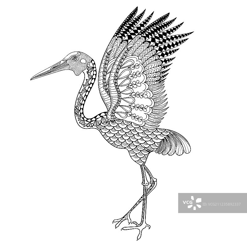 手绘澳洲鹤抗压图案图片素材