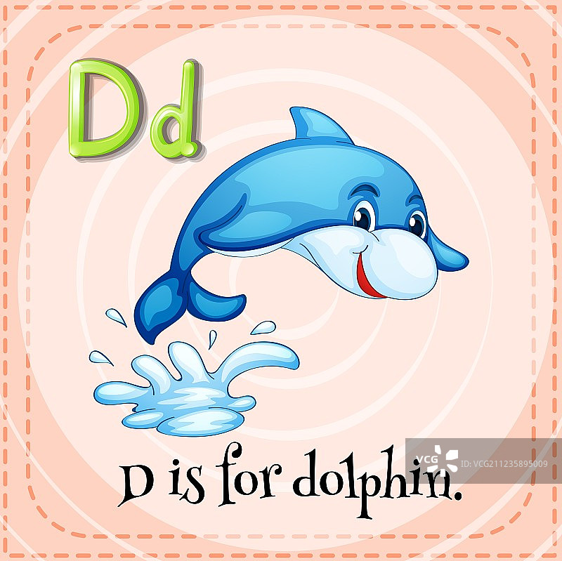 字母D学习卡：海豚图片素材
