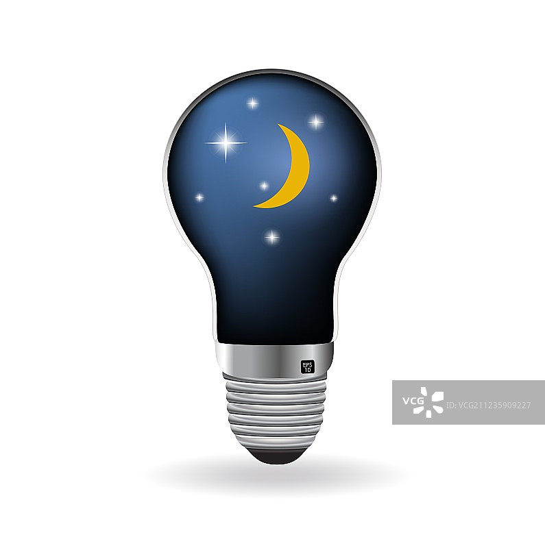 带有月亮和夜空的灯泡图片素材