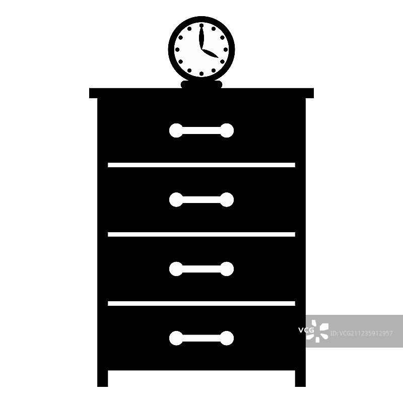 带时钟的梳妆台简约图标图片素材