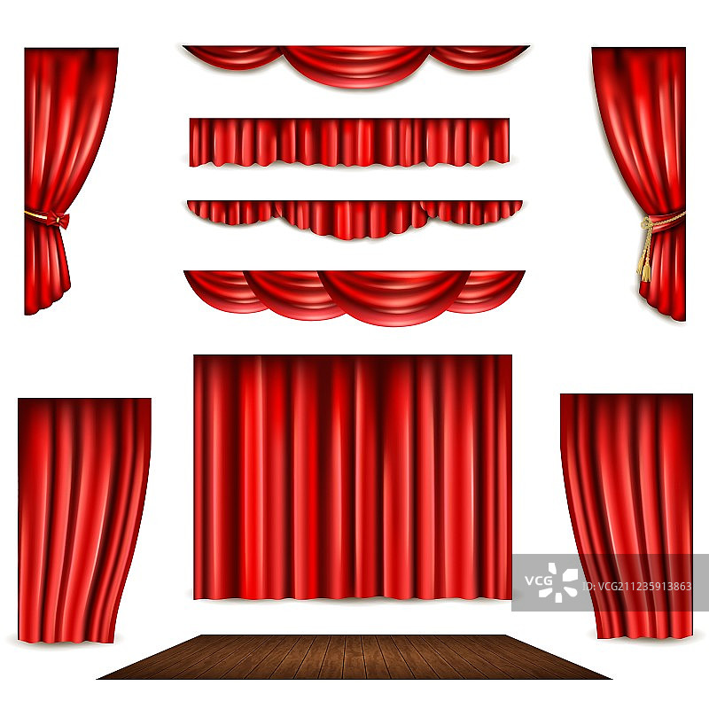 红色幕布和舞台图标设置图片素材