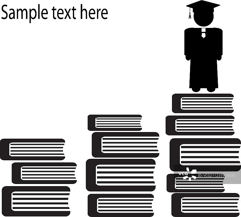 研究生与书本阶梯图片素材