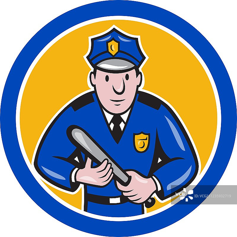 带警棍的警察圆形图标图片素材