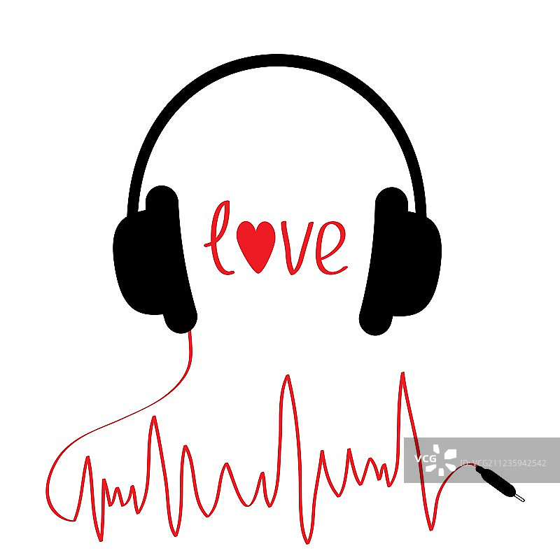 心电图形状的黑色耳机图片素材