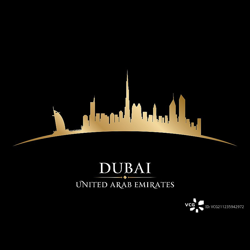 迪拜城市天际线轮廓图片素材