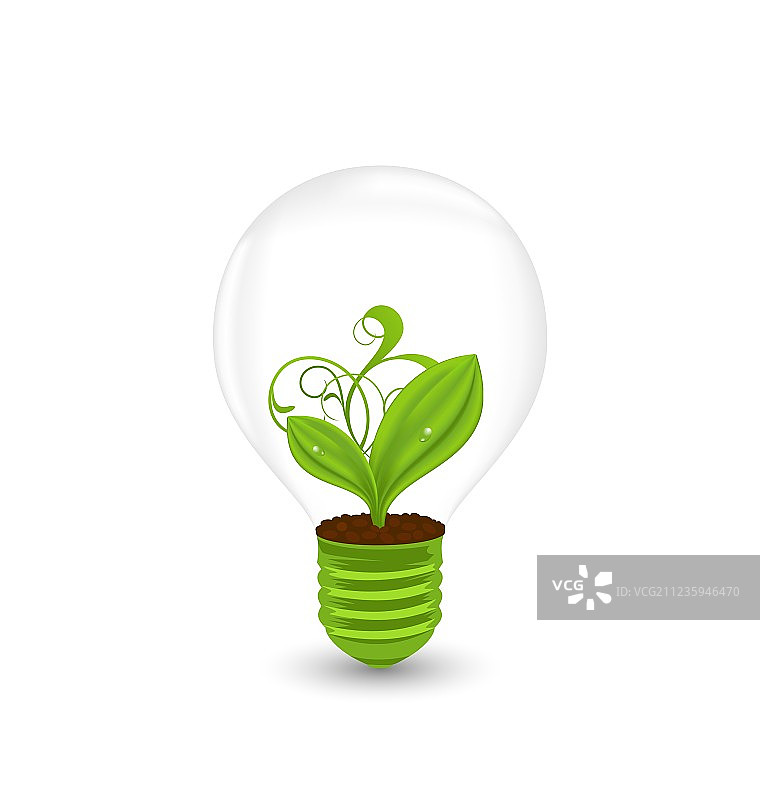 内部带有绿色植物的灯泡-生态科技图片素材