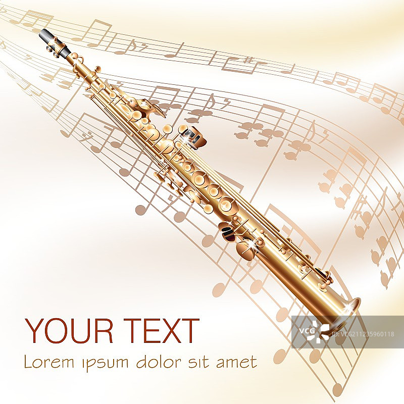 音符背景上的古典高音萨克斯图片素材