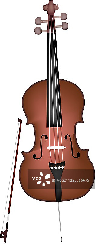 白色背景上的棕色大提琴图片素材