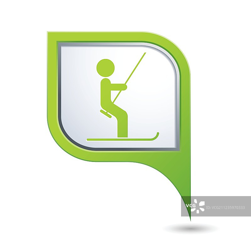 绿色地图指针滑雪缆车图标图片素材