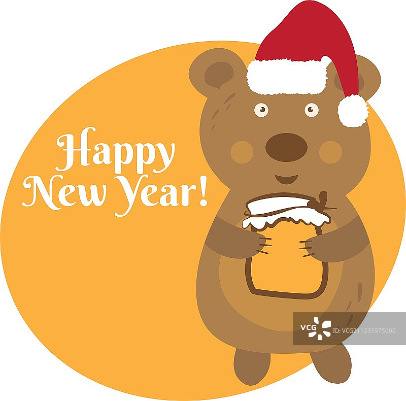戴圣诞老人帽的可爱卡通熊图片素材