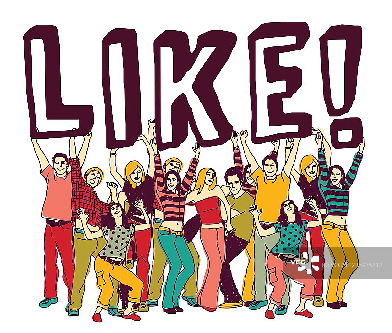 一群人和点赞标志图片素材