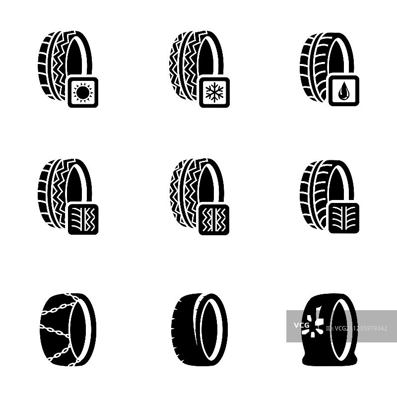 黑色轮胎图标合集图片素材