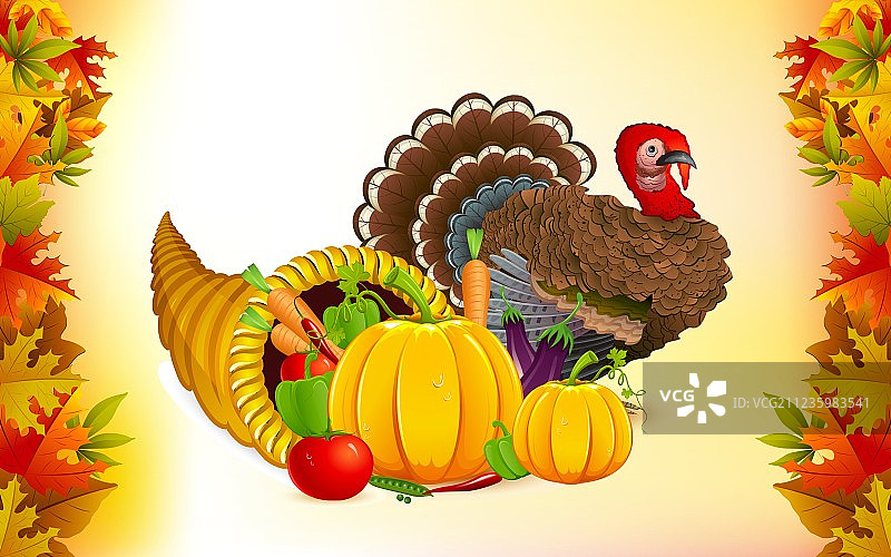 感恩节聚宝盆与火鸡图片素材