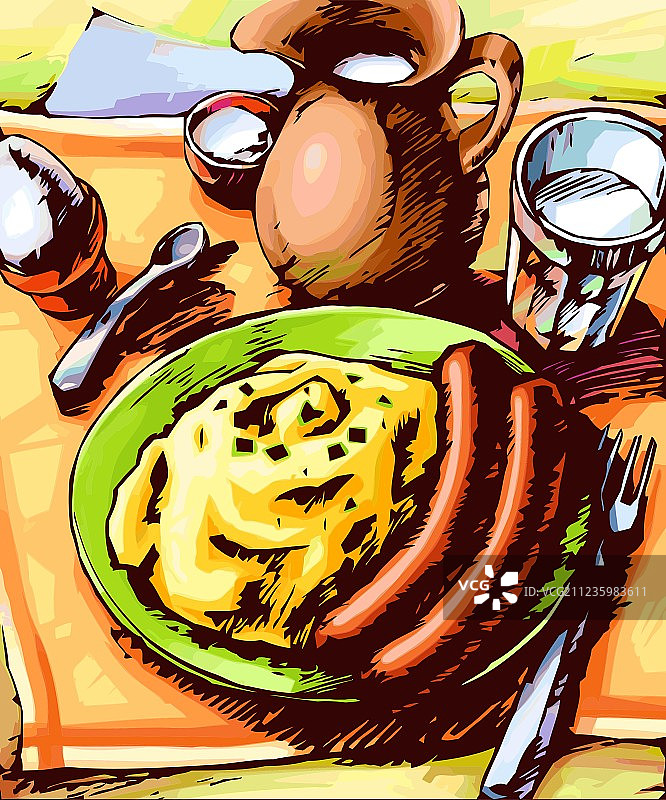 两根午餐用香肠图片素材