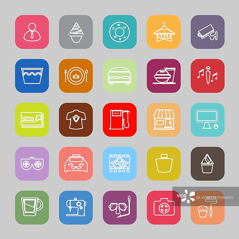 特许经营业务线扁平风格图标图片素材