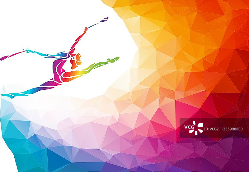 创意体操女孩艺术剪影图片素材