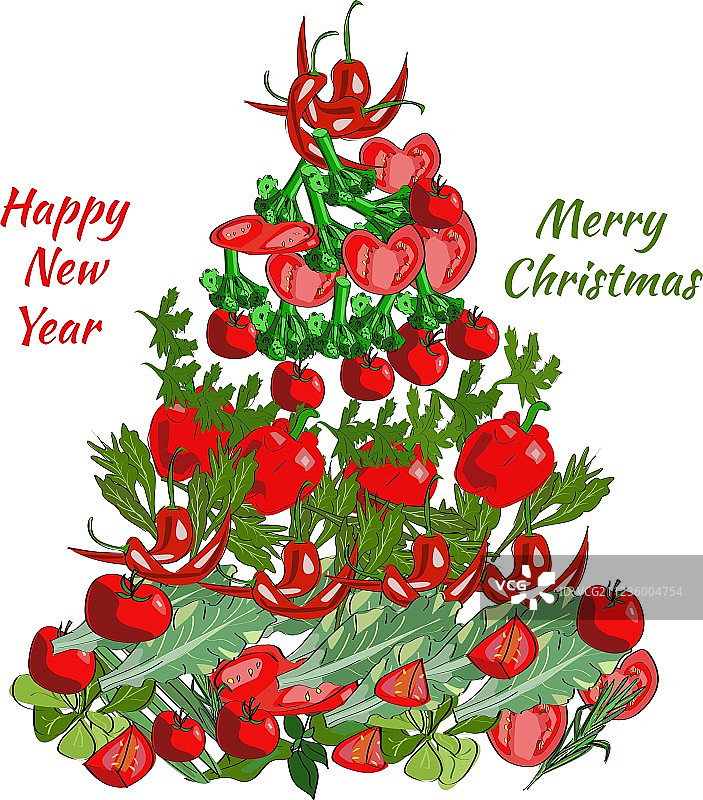 手绘食物圣诞树图片素材