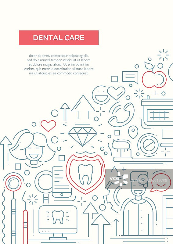 牙科护理线条设计宣传册海报模板图片素材