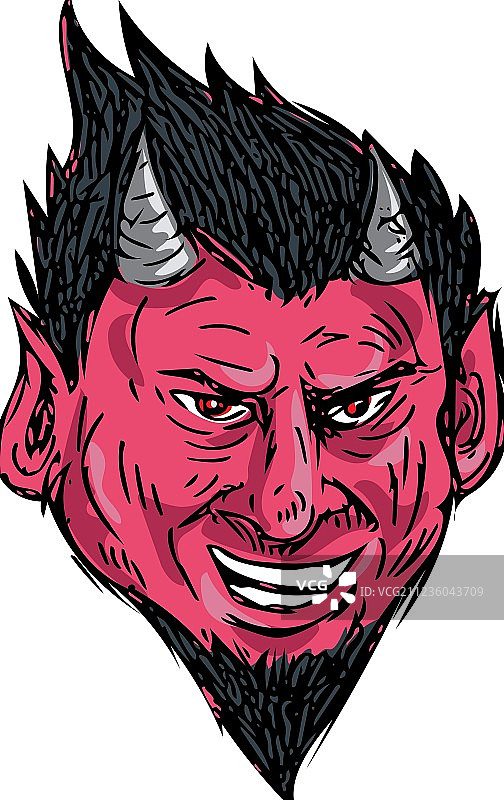 恶魔角山羊胡头像绘画图片素材