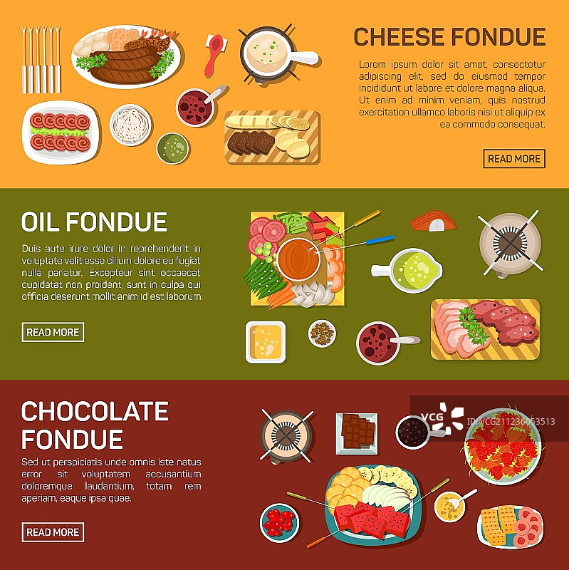 奶酪、油、巧克力火锅扁平banner图片素材