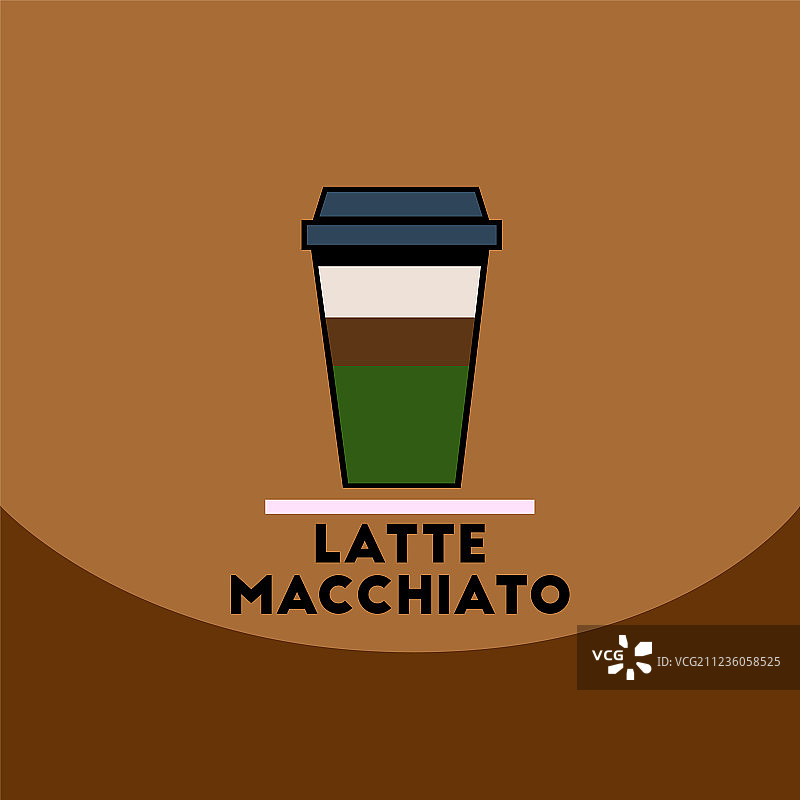 扁平风格图标设计：拿铁玛奇朵图片素材