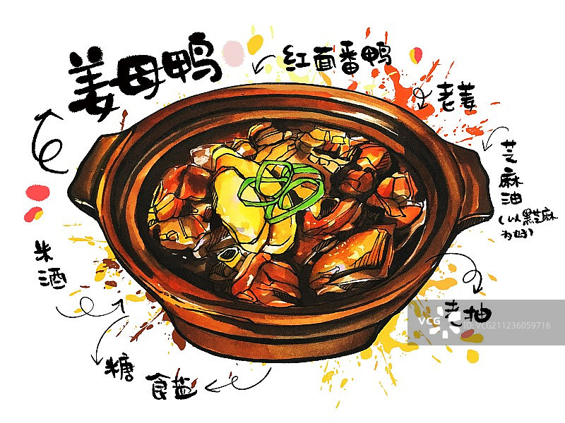 厦门传统美食小吃 姜母鸭 旅游必点菜单 煲仔饭 有字版图片素材