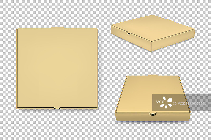 逼真棕色披萨盒图标集图片素材
