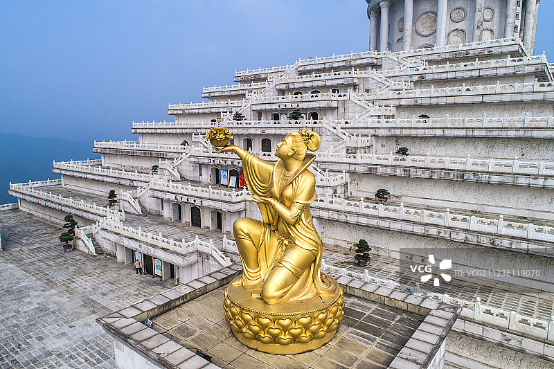 绍兴 大香林景区 兜率天宫 航拍图片素材