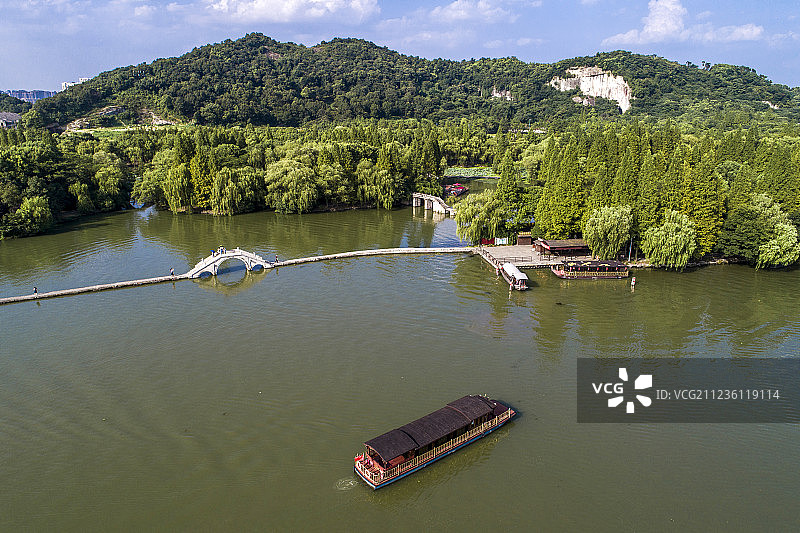 绍兴 柯岩景区 鉴湖 航拍图片素材