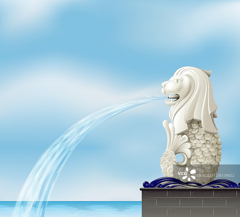 白色鱼尾狮图片素材